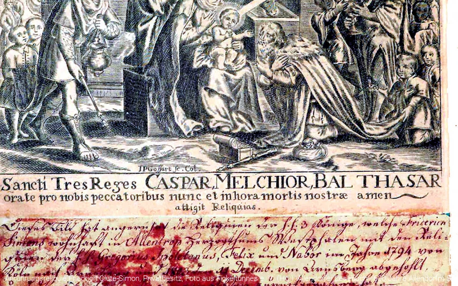 Anrührungsreliquie Friedrich Clute-Simon, Privatbesitz, Foto aus Fickeltünnes e. V. (Hg.), Allendorfer Lesebuch - 600 Jahre Allendorfm Sundern 2006 S. 447